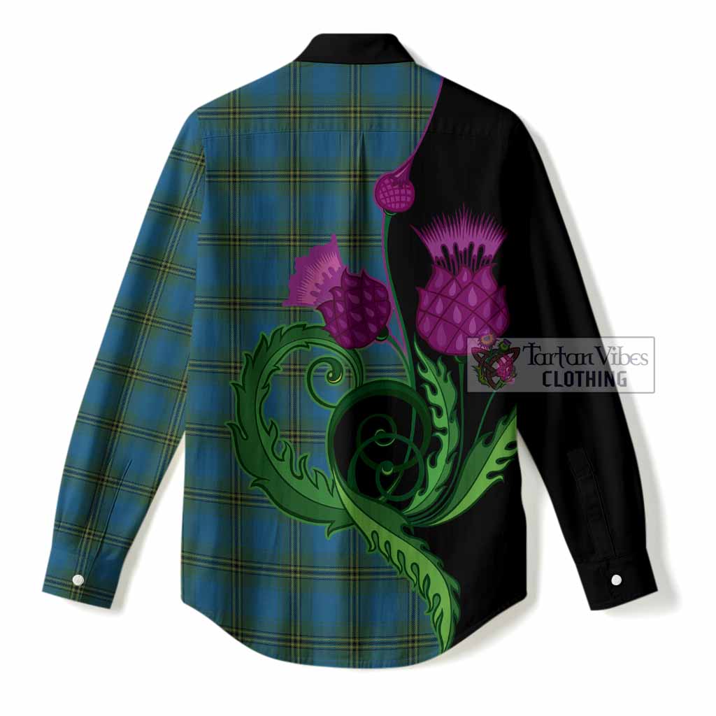 Oliver Tartan Women Casual Shirt Traditional Scottish Thistle