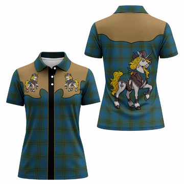 Oliver Tartan Women Polo Shirt Rodeo Unicorn Retro Style