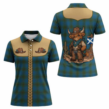 Oliver Tartan Women Polo Shirt Wee Coo Cowboy Cute Style