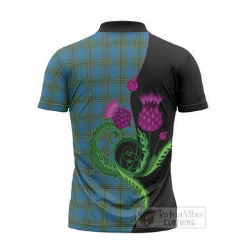 Oliver Tartan Zipper Polo Shirt Traditional Scottish Thistle