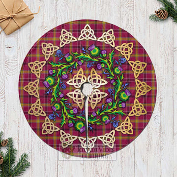 Tartan Vibes Clothing O'Meehan Tartan Christmas Tree Skirt with Thistle Celtic Knot Style