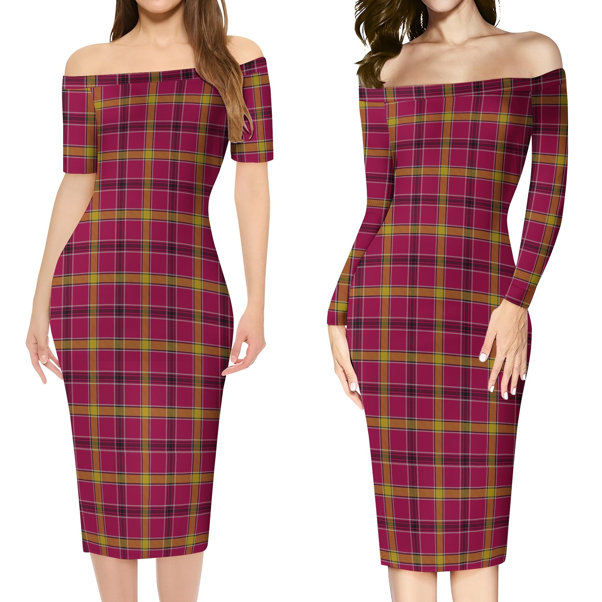 O'Meehan Tartan Off Shoulder Lady Dress Women's Dress - Tartanvibesclothing