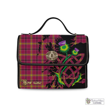 O'Meehan Tartan Waterproof Canvas Bag with Scotland Map and Thistle Celtic Accents