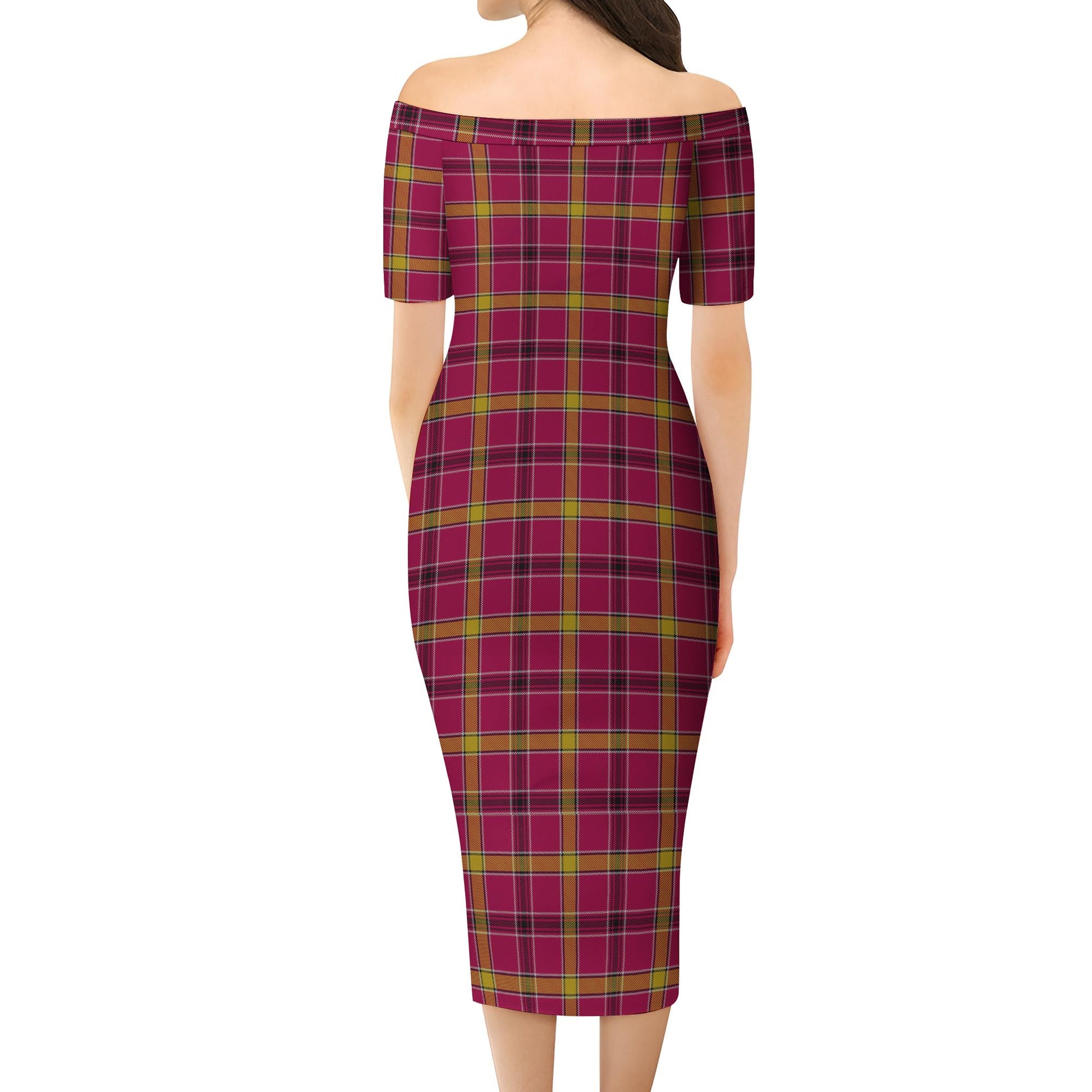 O'Meehan Tartan Off Shoulder Lady Dress - Tartanvibesclothing
