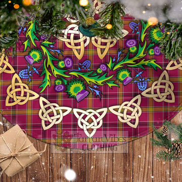 Tartan Vibes Clothing O'Meehan Tartan Christmas Tree Skirt with Thistle Celtic Knot Style