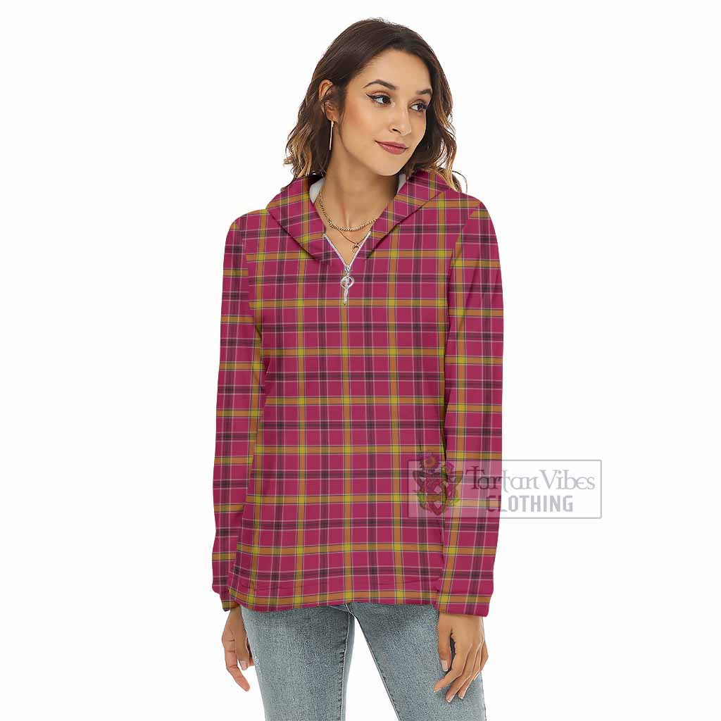 O'Meehan Tartan Women's Borg Fleece Hoodie with Half Zip - Tartan Vibes Clothing