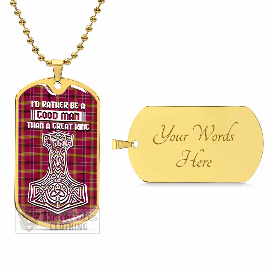 O'Meehan Tartan Dog Tag Necklace Viking Mjolnir Style Gold Yes - Tartan Vibes Clothing