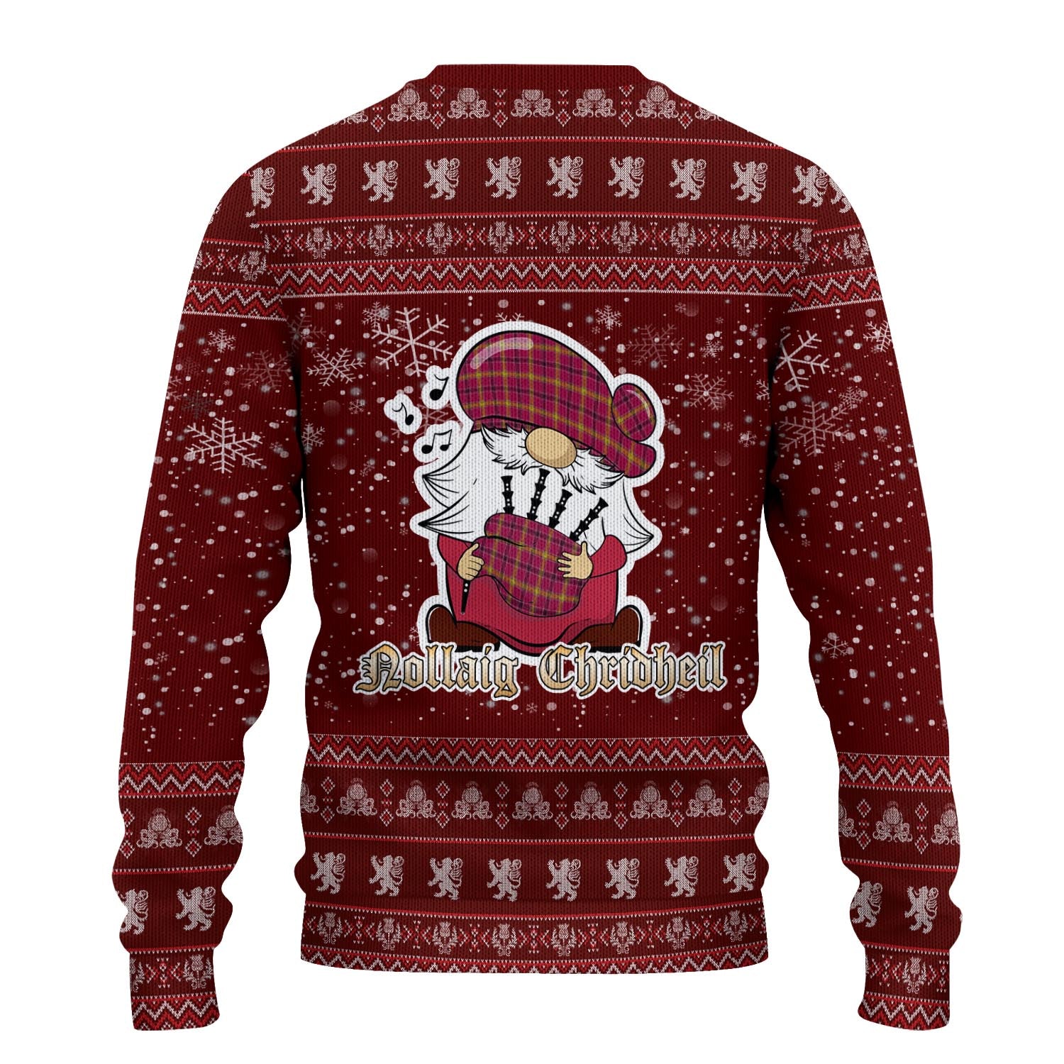 O'Meehan Clan Christmas Family Knitted Sweater with Funny Gnome Playing Bagpipes - Tartanvibesclothing