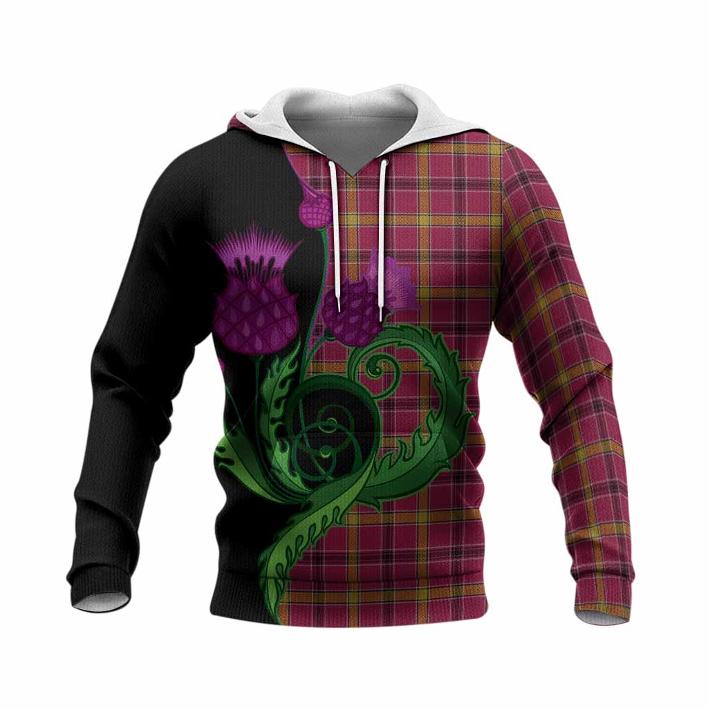 O'Meehan Tartan Knitted Hoodie Traditional Scottish Thistle