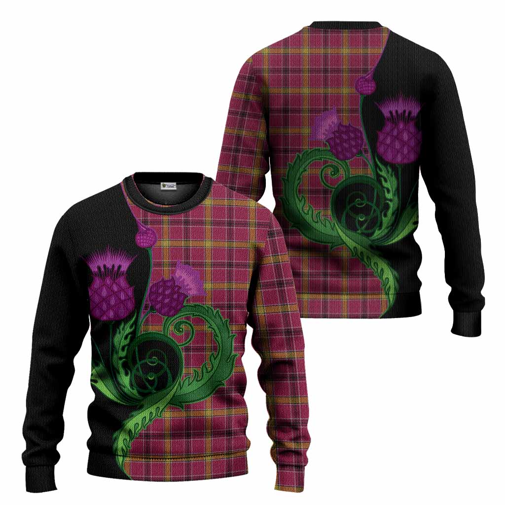 O'Meehan Tartan Knitted Sweater Traditional Scottish Thistle