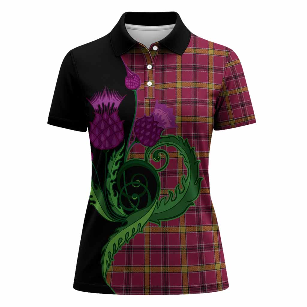O'Meehan Tartan Women Polo Shirt Traditional Scottish Thistle