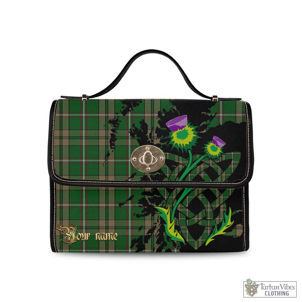 Tartan Vibes Clothing O'Neill Cliffford (Neill Cliffford) Ancient Tartan Waterproof Canvas Bag with Scotland Map and Thistle Celtic Accents