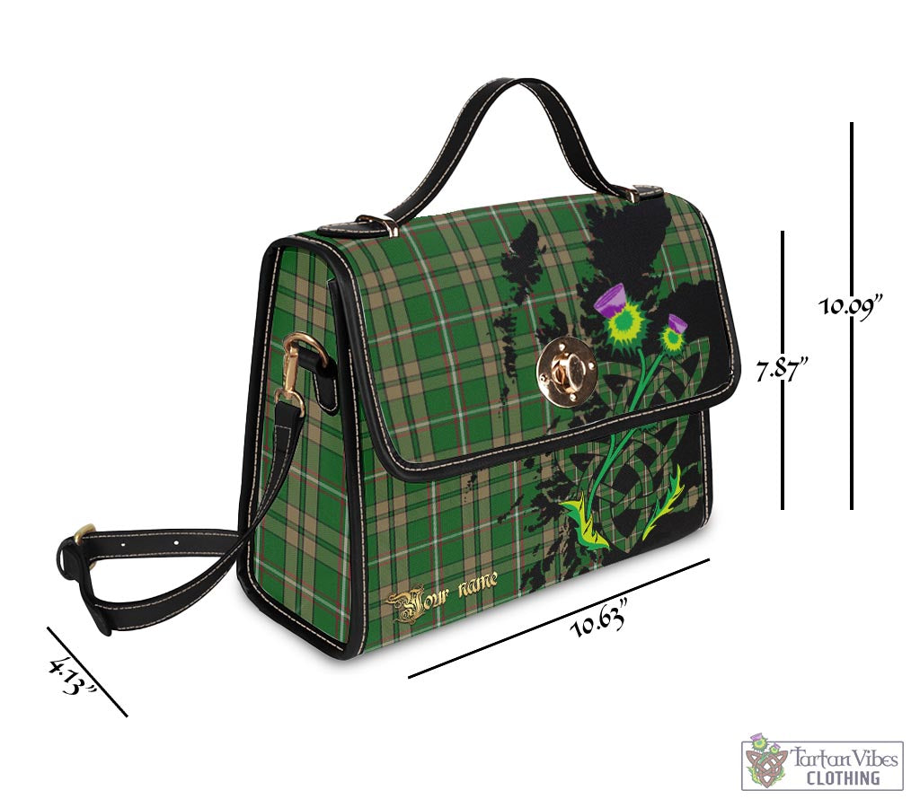 Tartan Vibes Clothing O'Neill Cliffford (Neill Cliffford) Ancient Tartan Waterproof Canvas Bag with Scotland Map and Thistle Celtic Accents