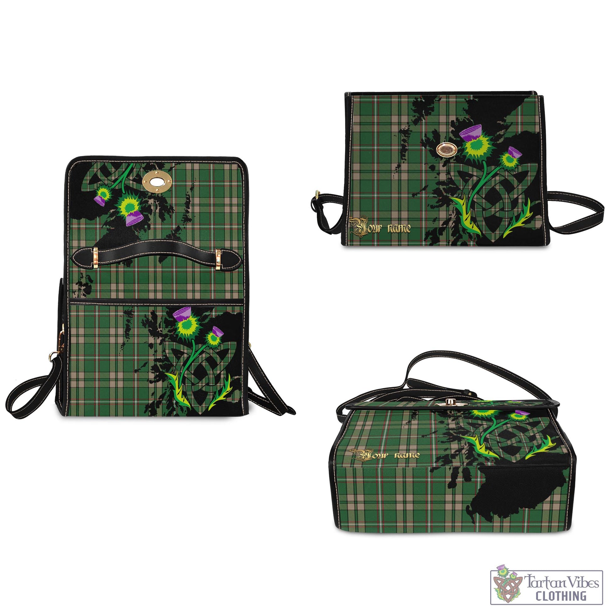 Tartan Vibes Clothing O'Neill (Neill) Modern Tartan Waterproof Canvas Bag with Scotland Map and Thistle Celtic Accents