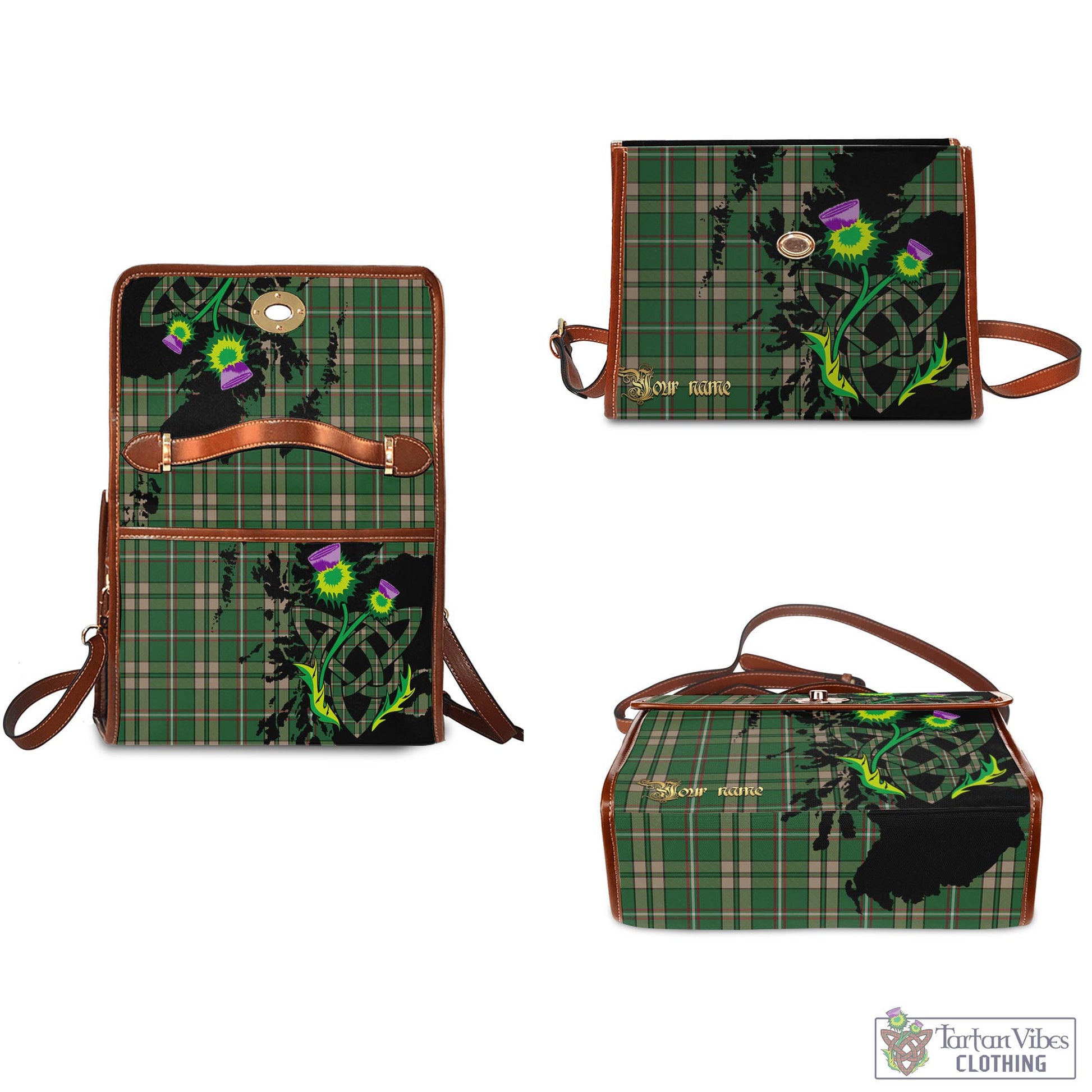 Tartan Vibes Clothing O'Neill (Neill) Modern Tartan Waterproof Canvas Bag with Scotland Map and Thistle Celtic Accents