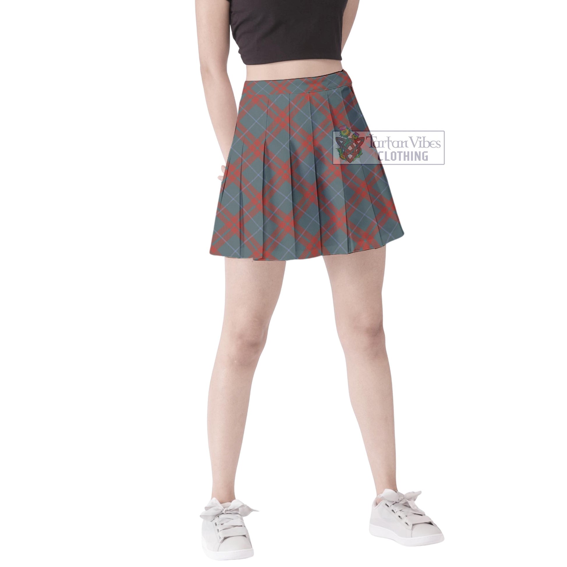 Tartan Vibes Clothing O'Neill Red (Neill Red) Weathered Tartan Women's Plated Mini Skirt