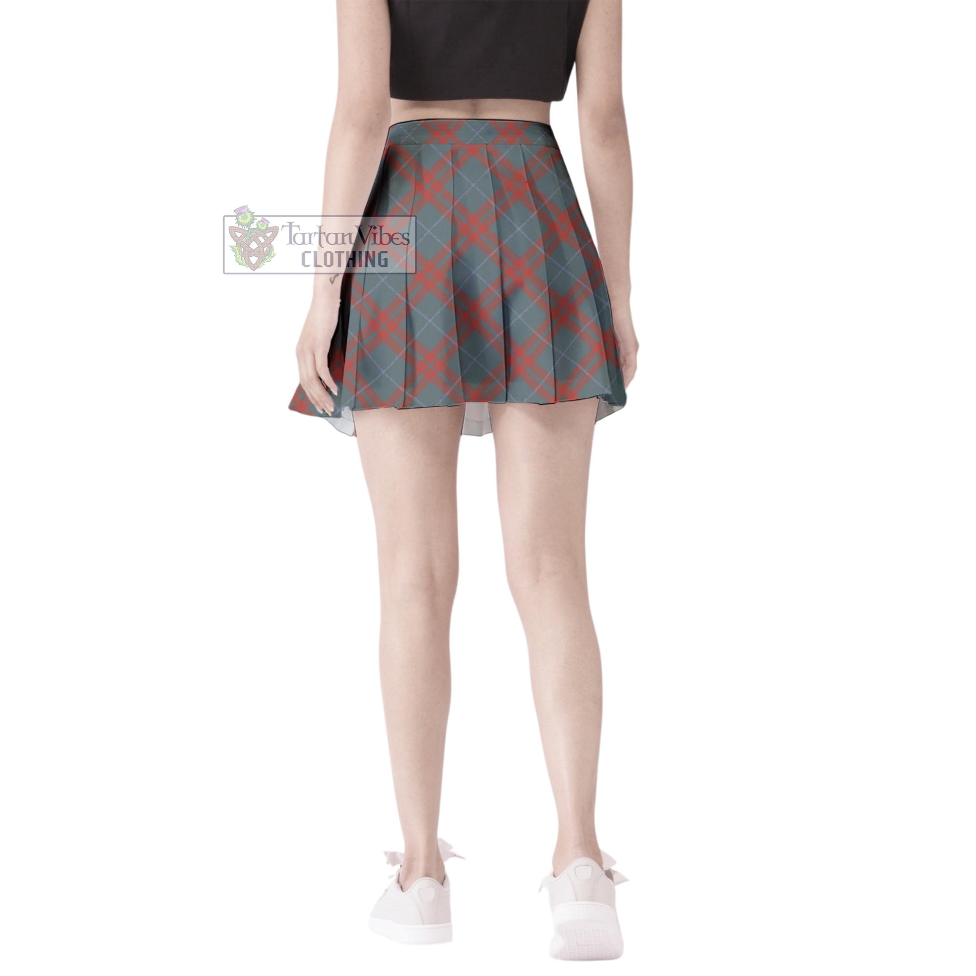 Tartan Vibes Clothing O'Neill Red (Neill Red) Weathered Tartan Women's Plated Mini Skirt