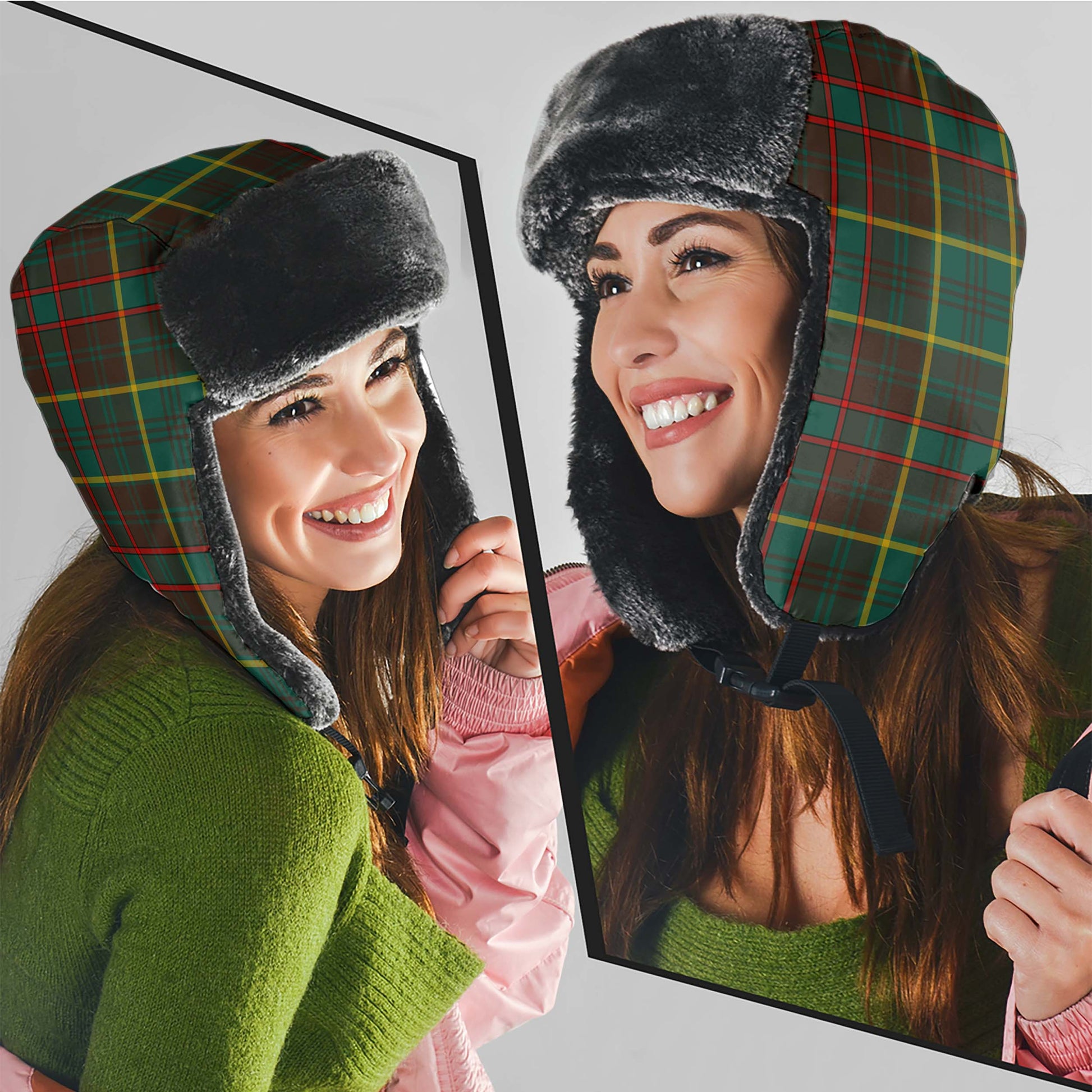 Ontario Province Canada Tartan Winter Trapper Hat Winter Trapper Hat Universal Fit Circumference 22.8in (58cm) - Tartanvibesclothing