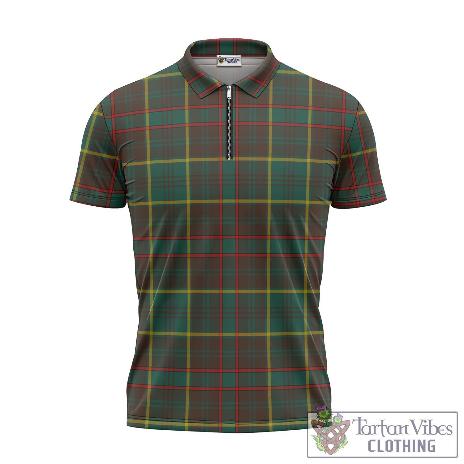 Tartan Vibes Clothing Ontario Province Canada Tartan Zipper Polo Shirt