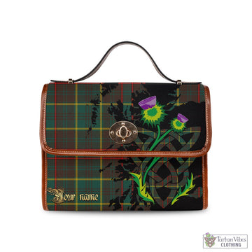 Ontario Province Canada Tartan Waterproof Canvas Bag with Scotland Map and Thistle Celtic Accents