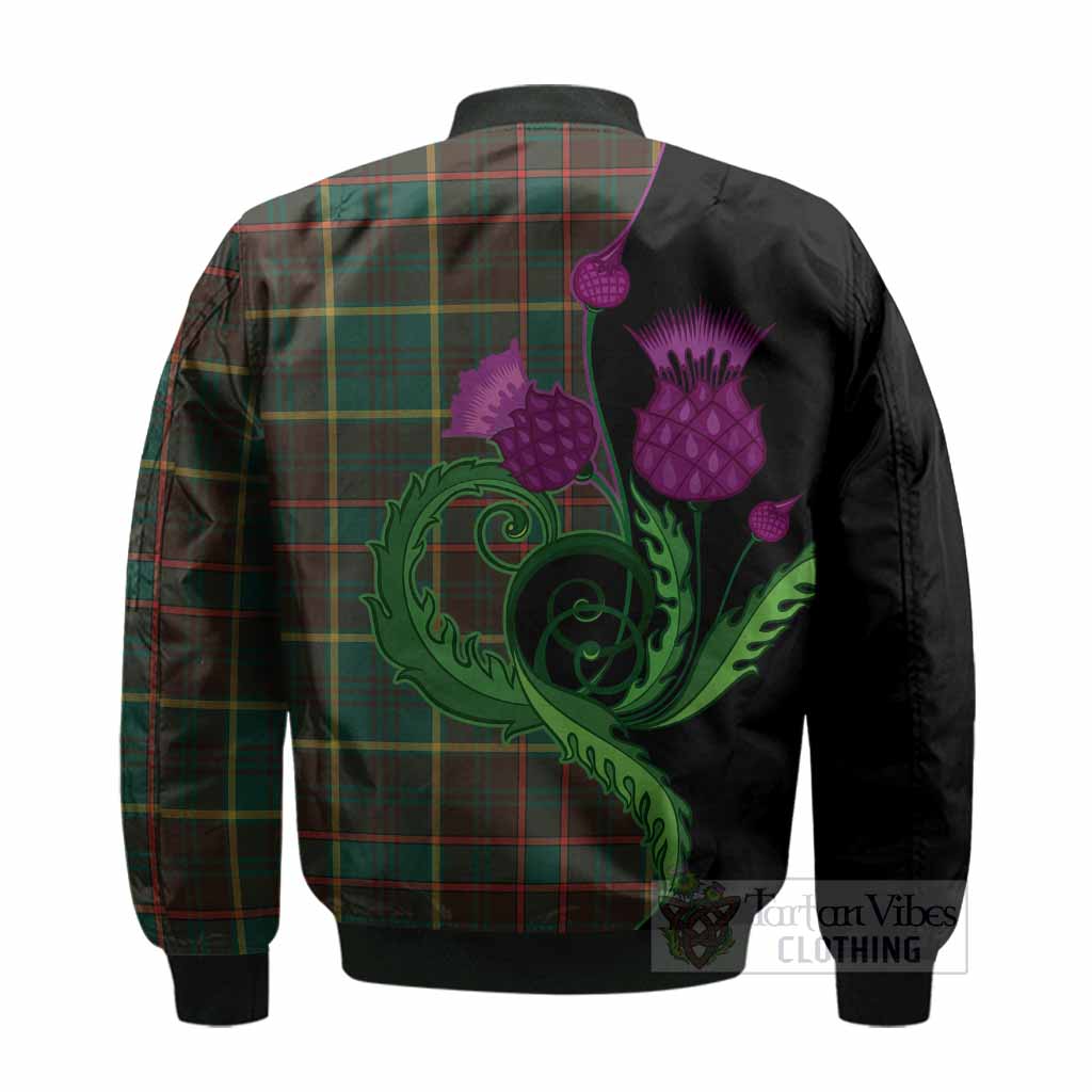 Ontario Province Canada Tartan Bomber Jacket Traditional Scottish Thistle