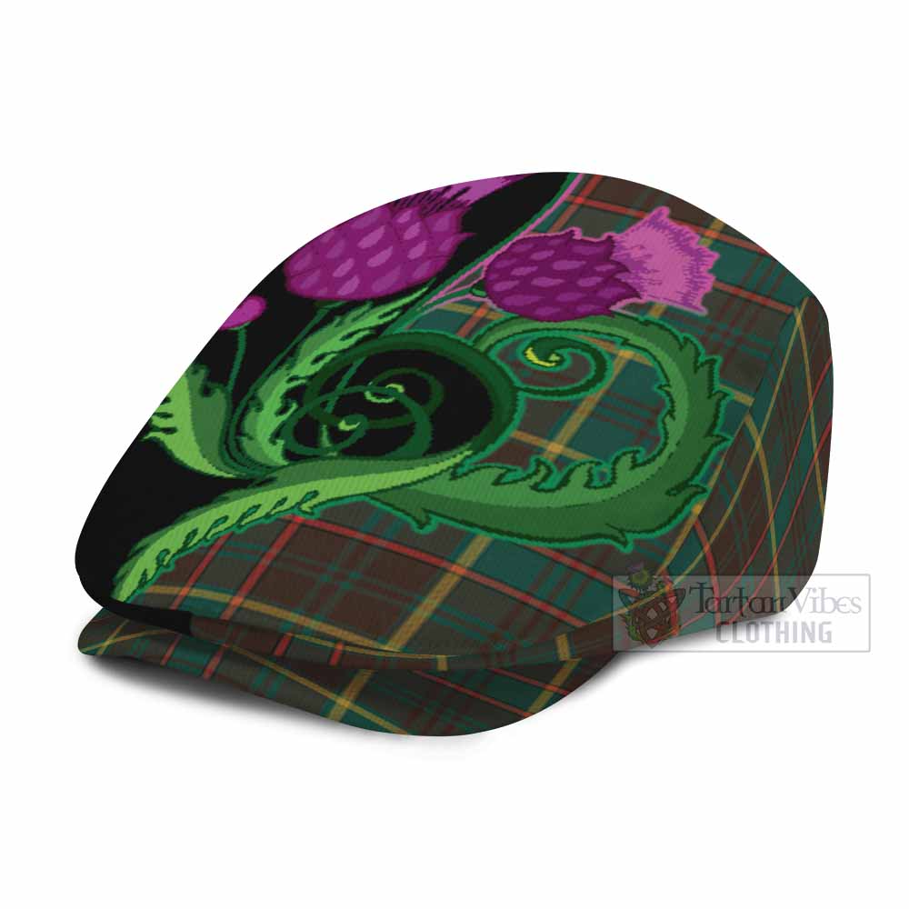 Ontario Province Canada Tartan Flat Cap, Jeff Cap Traditional Scottish Thistle