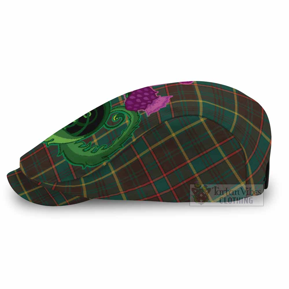 Ontario Province Canada Tartan Flat Cap, Jeff Cap Traditional Scottish Thistle