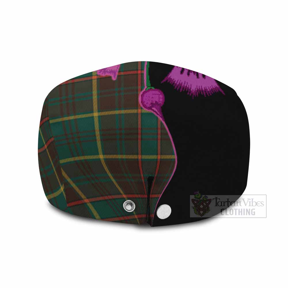 Ontario Province Canada Tartan Flat Cap, Jeff Cap Traditional Scottish Thistle