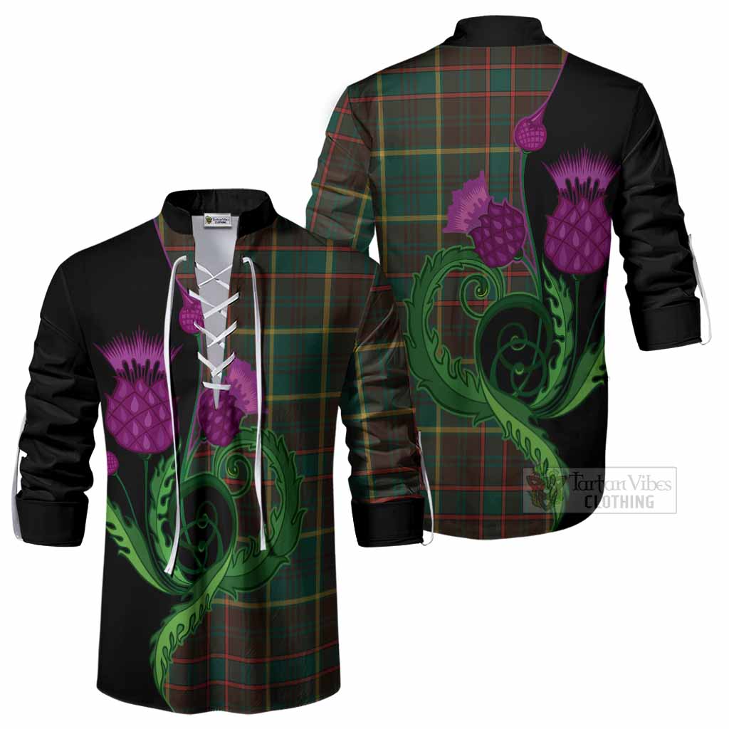 Ontario Province Canada Tartan Ghillie Shirt Traditional Scottish Thistle