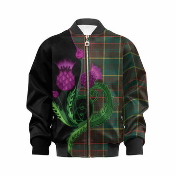 Ontario Province Canada Tartan Kid Bomber Jacket Traditional Scottish Thistle
