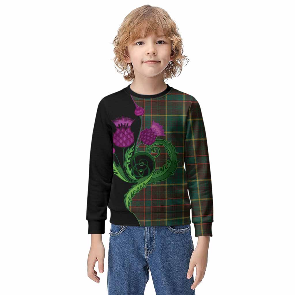 Ontario Province Canada Tartan Kid Knitted Sweatshirt Traditional Scottish Thistle