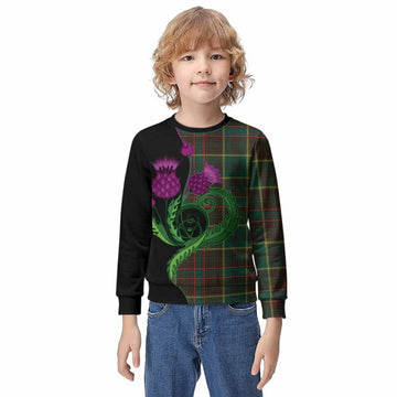 Ontario Province Canada Tartan Kid Knitted Sweatshirt Traditional Scottish Thistle