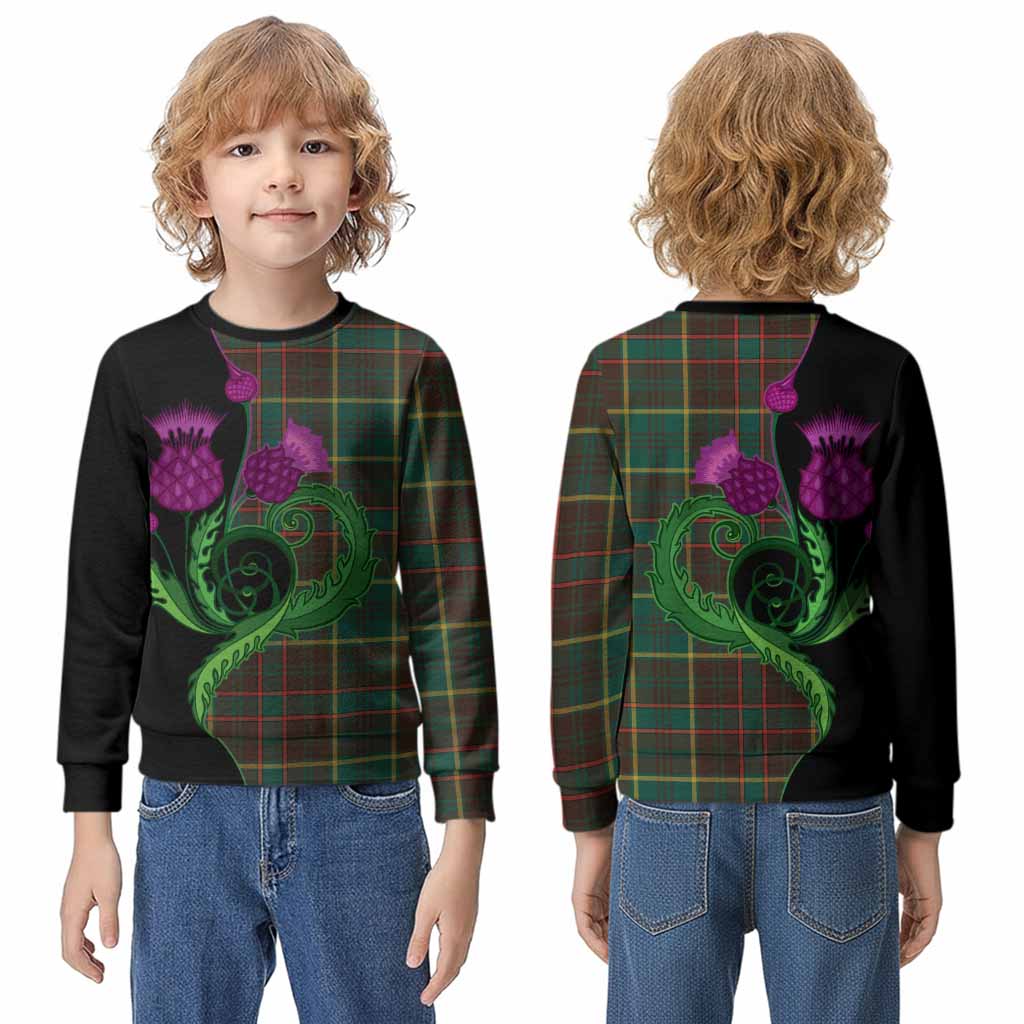 Ontario Province Canada Tartan Kid Knitted Sweatshirt Traditional Scottish Thistle