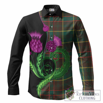Ontario Province Canada Tartan Long Sleeve Button Shirts Traditional Scottish Thistle