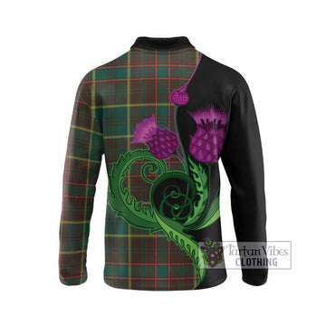 Ontario Province Canada Tartan Long Sleeve Polo Shirt Traditional Scottish Thistle
