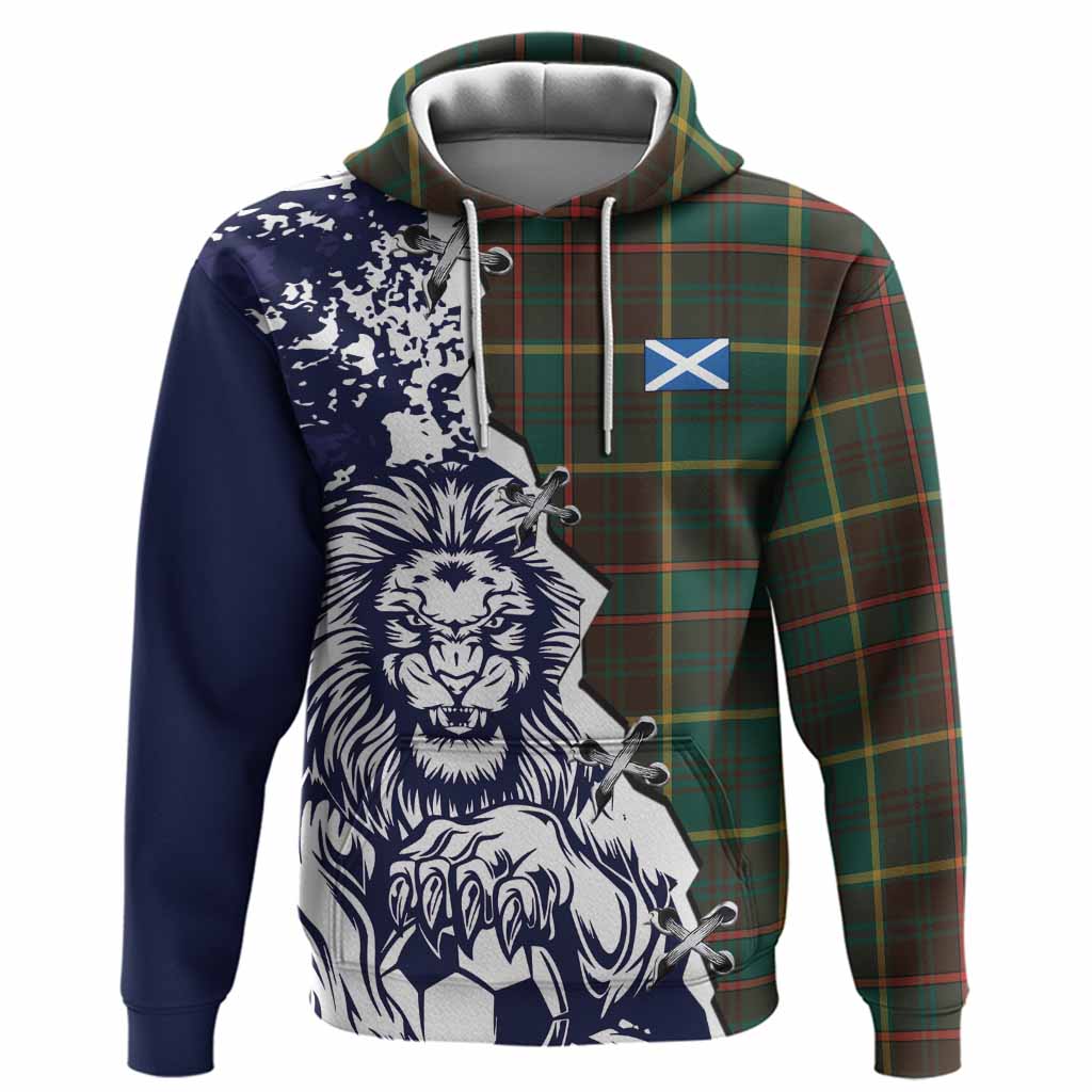 Ontario Province Canada Tartan Scottish Hoodie Angry Lion With Soccer Ball Style