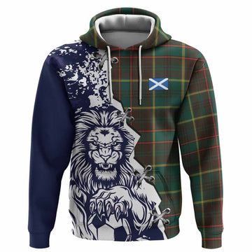 Ontario Province Canada Tartan Scottish Hoodie Angry Lion With Soccer Ball Style