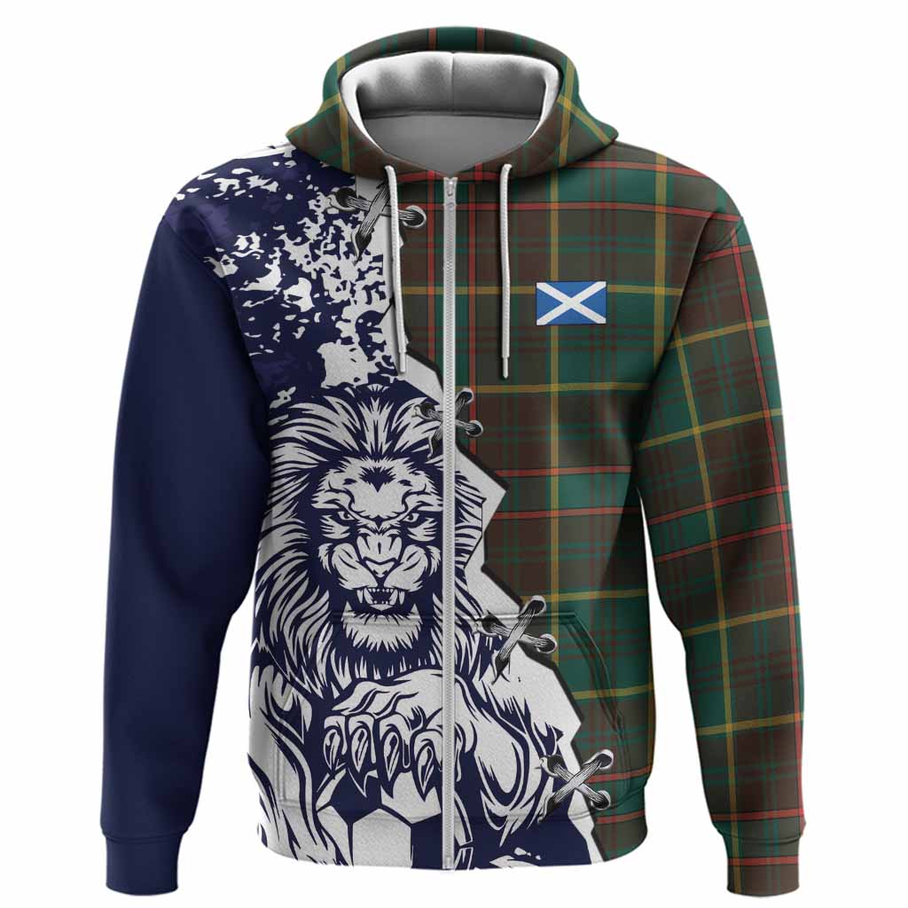 Ontario Province Canada Tartan Scottish Hoodie Angry Lion With Soccer Ball Style
