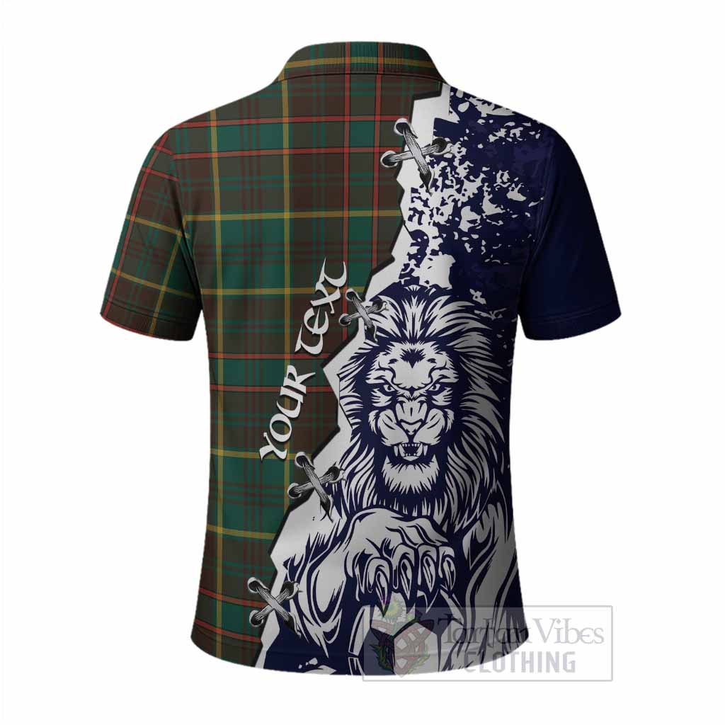 Ontario Province Canada Tartan Scottish Polo Shirt Angry Lion With Soccer Ball Style