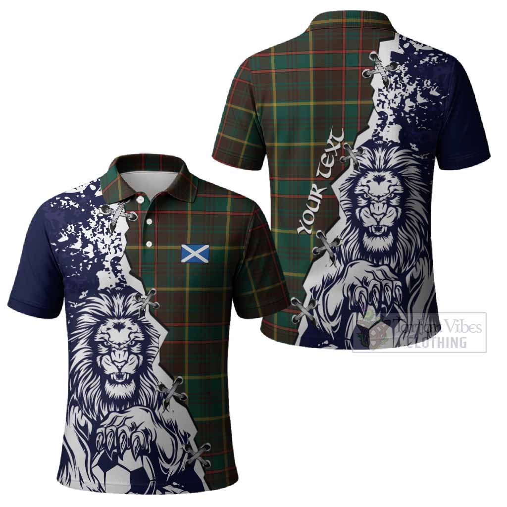Ontario Province Canada Tartan Scottish Polo Shirt Angry Lion With Soccer Ball Style