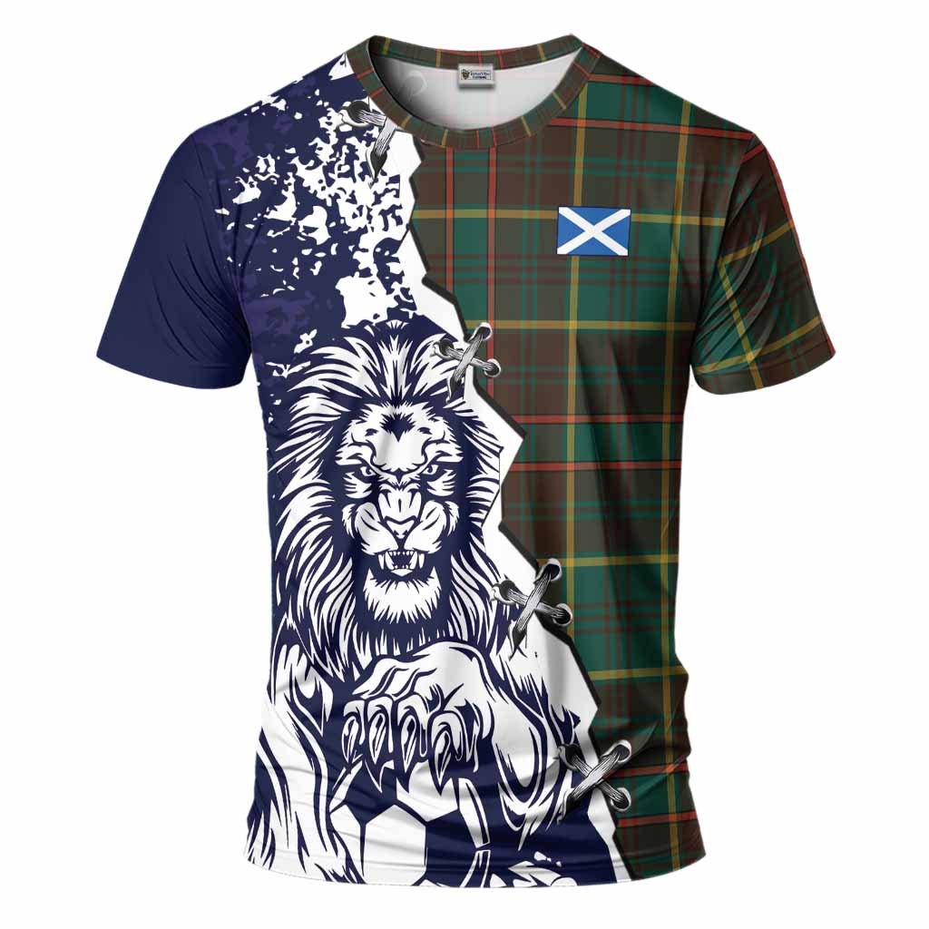 Ontario Province Canada Tartan Scottish T-Shirt Angry Lion With Soccer Ball Style
