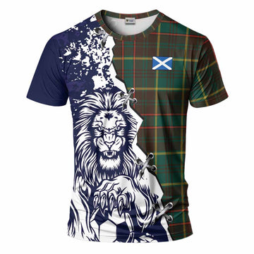 Ontario Province Canada Tartan Scottish T-Shirt Angry Lion With Soccer Ball Style