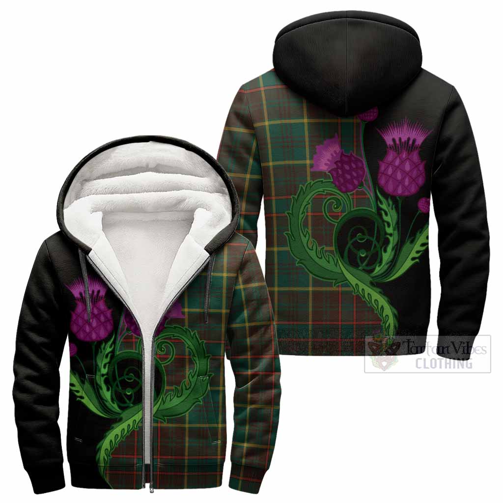 Ontario Province Canada Tartan Sherpa Hoodie Traditional Scottish Thistle