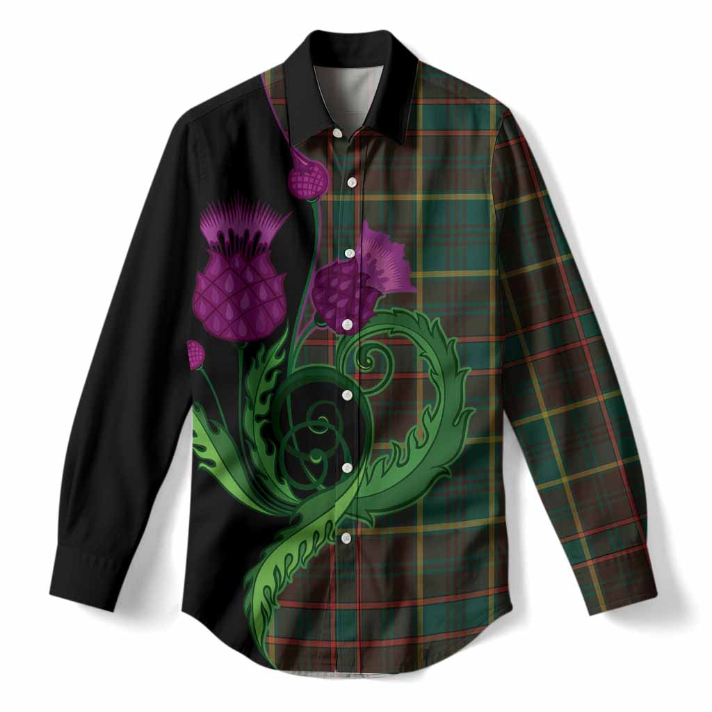 Ontario Province Canada Tartan Women Casual Shirt Traditional Scottish Thistle