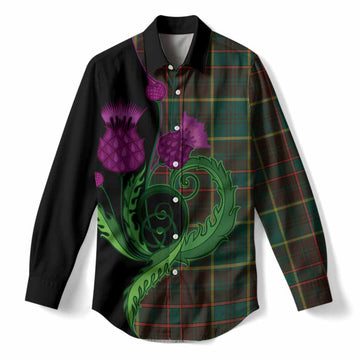 Ontario Province Canada Tartan Women Casual Shirt Traditional Scottish Thistle