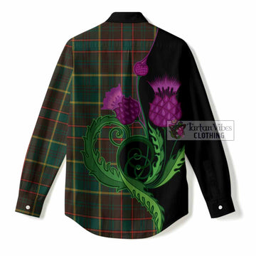 Ontario Province Canada Tartan Women Casual Shirt Traditional Scottish Thistle