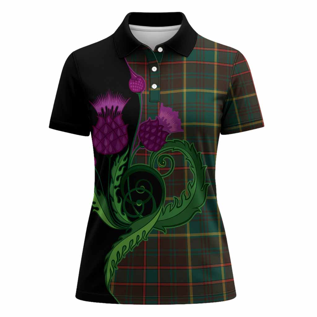 Ontario Province Canada Tartan Women Polo Shirt Traditional Scottish Thistle