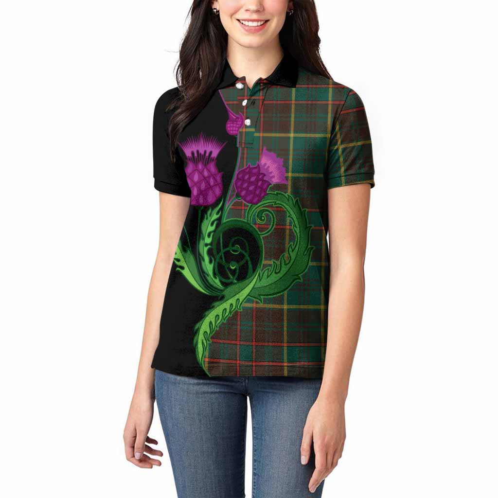 Ontario Province Canada Tartan Women Polo Shirt Traditional Scottish Thistle