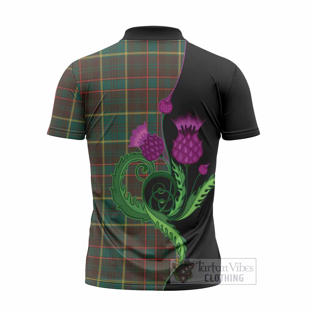 Ontario Province Canada Tartan Zipper Polo Shirt Traditional Scottish Thistle