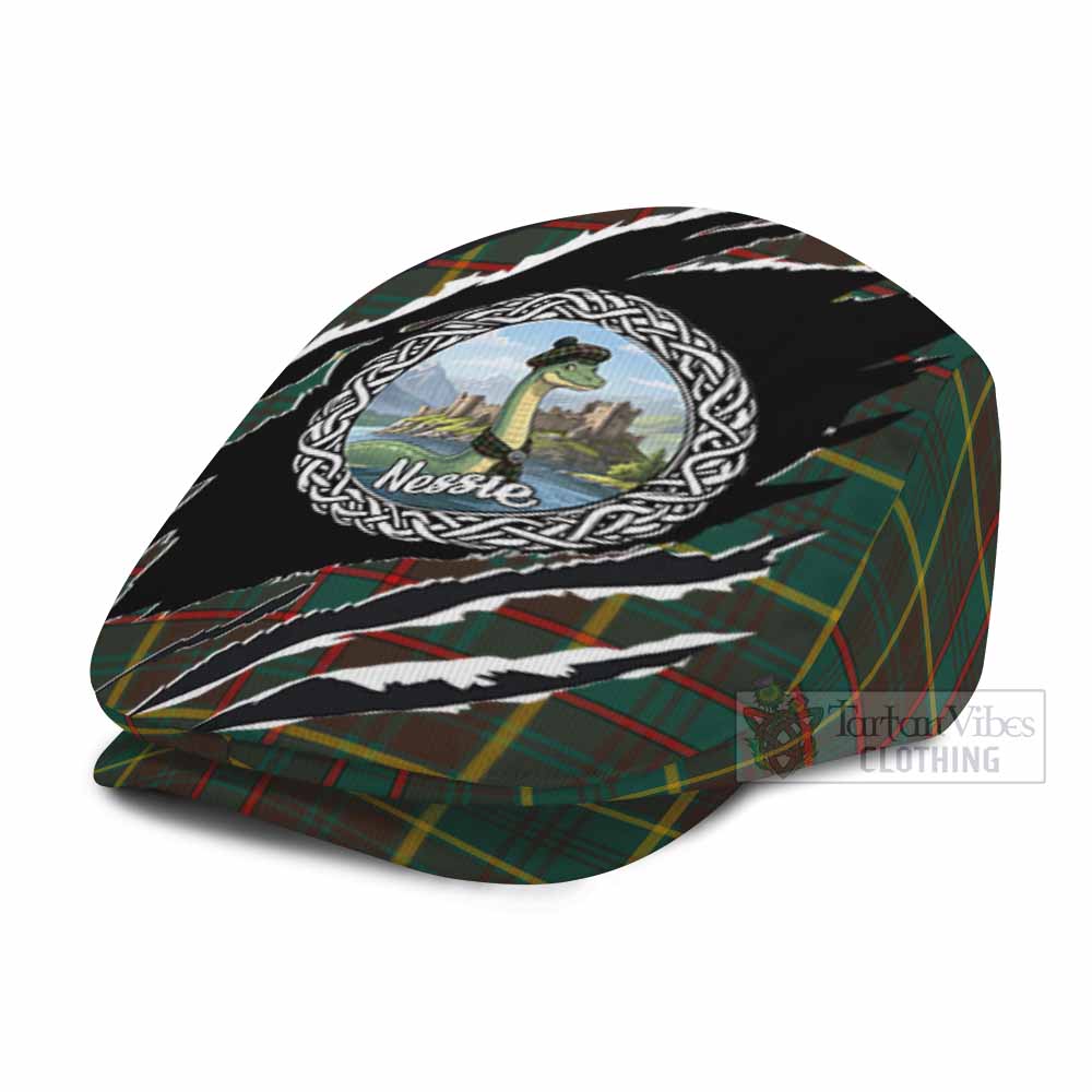 Ontario Tartan Loch Ness Monster Flat Cap, Jeff Cap Celtic Knot Nessie Art